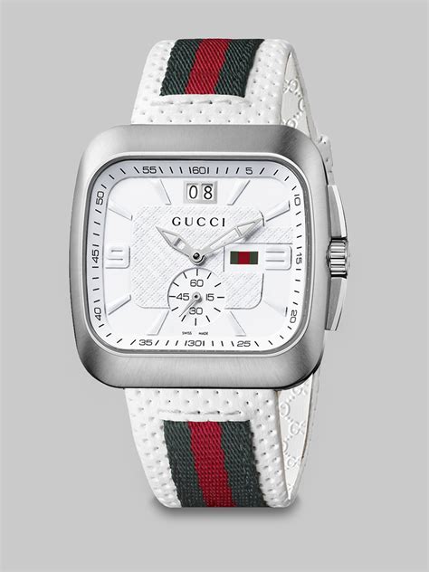 white leather strap for gucci diamante watches|Gucci interchangeable watch straps.